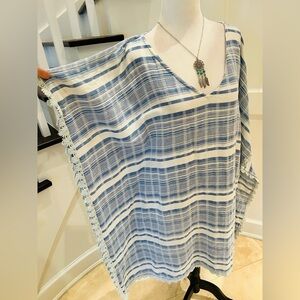Caribbean Pacific Blue White Swim Suit Cover Up